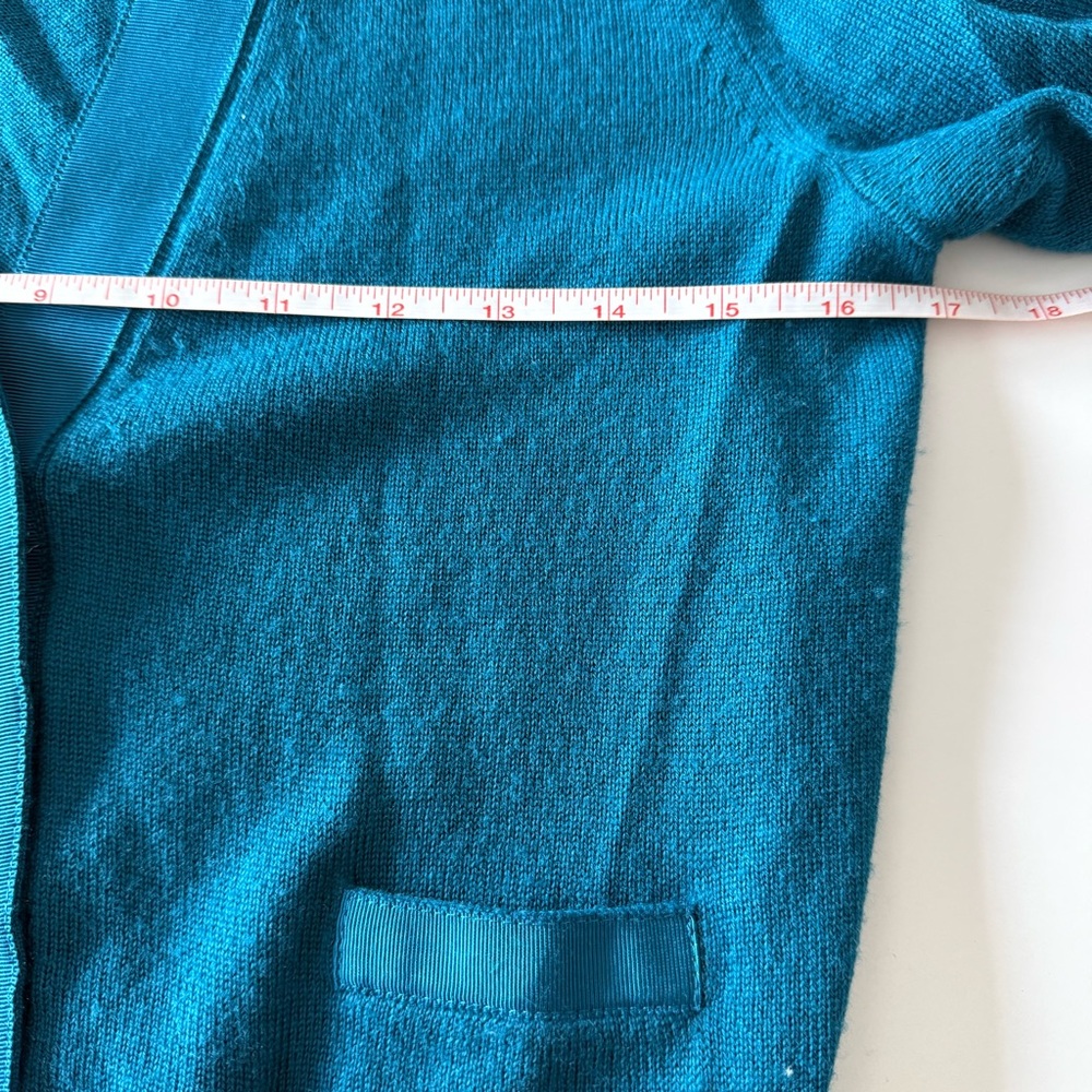 J. Crew 100% Merino Wool Button-Up V-neck Cardigan Teal Size XS - Picture 6 of 7
